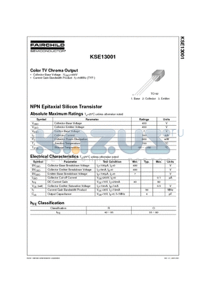 KSE13001 datasheet - Color TV Chroma Output