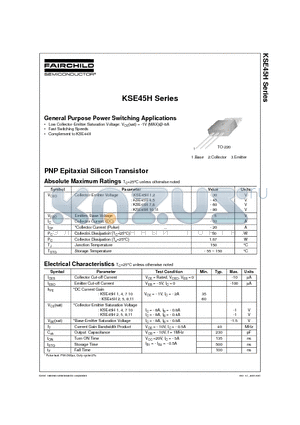 KSE45H datasheet - General Purpose Power Switching Applications