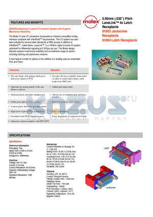 91804-0414 datasheet - LaneLink 4x Latch Receptacle