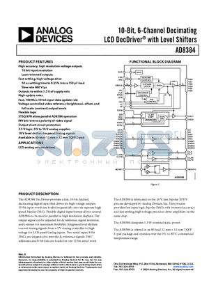AD8384ASVZ datasheet - 10-Bit, 6-Channel Decimating LCD DecDriver-R with Level Shifters