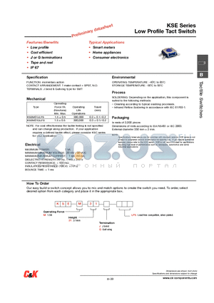 KSEM31JLFS datasheet - Low Profile Tact Switch