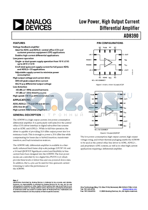 AD8390ACP-REEL datasheet - Low Power, High Output Current Differential Amplifier
