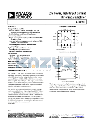 AD8390ARC datasheet - Low Power, High Output Current Differential Amplifier