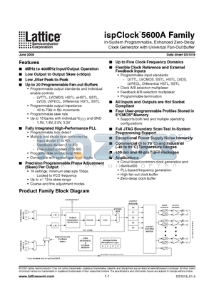 ISPPACCLK5610AV-01TN48C datasheet - In-System Programmable, Enhanced Zero-Delay, Clock Generator with Universal Fan-Out Buffer