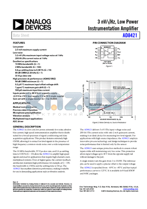 AD8421BRZ datasheet - 3 nV/Hz, Low Power