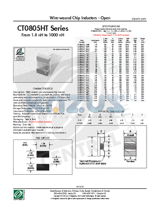 CT0805HT-1R0J datasheet - Wire-wound Chip Inductors - Open