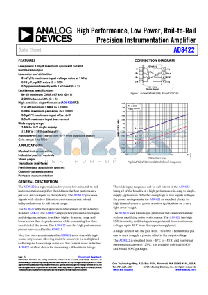 AD8422BRMZ-R7 datasheet - High Performance, Low Power, Rail-to-Rail Precision Instrumentation Amplifier