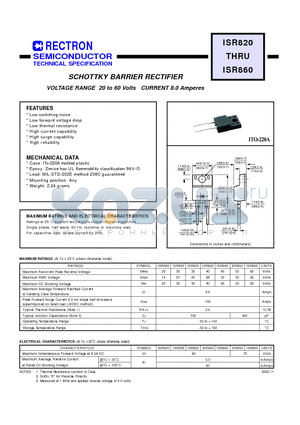 ISR860 datasheet - SCHOTTKY BARRIER RECTIFIER