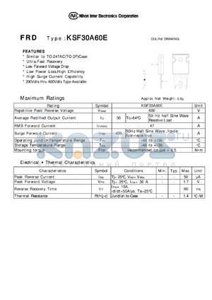 KSF30A60E datasheet - FRD - Low Forward Voltage Drop