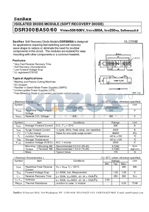 DSR300BA50 datasheet - ISOLATED DIODE MODULE (SOFT RECOVERY DIODE)
