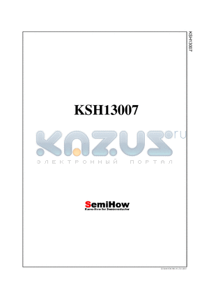 KSH13007 datasheet - Switch Mode series NPN silicon Power Transistor