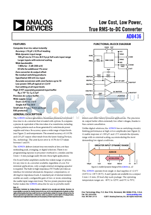 AD8436JCPZ-R7 datasheet - Low Cost, Low Power