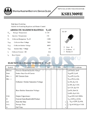 KSH13009H datasheet - NPN SILICON TRANSISTOR