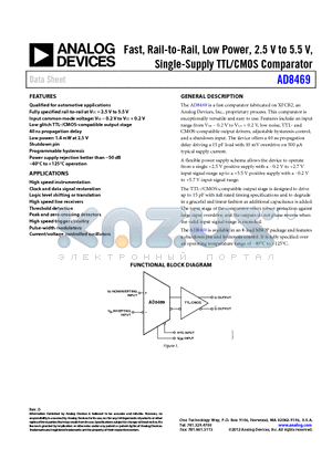 AD8469WBRMZ-RL datasheet - Fast, Rail-to-Rail, Low Power, 2.5 V to 5.5 V