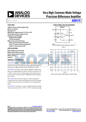 AD8479ARZ-RL datasheet - Very High Common-Mode Voltage Precision Difference Amplifier