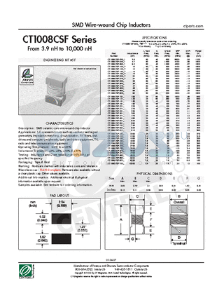 CT1008CSF-040K datasheet - SMD Wire-wound Chip Inductors