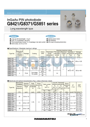 G8421 datasheet - InGaAs PIN photodiode
