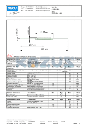 KSK-1A52-1520 datasheet - KSK  Reed Switches