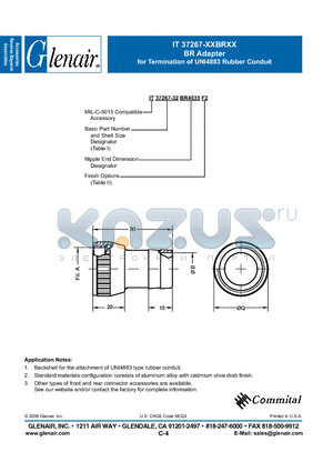 IT37267-10BR1712 datasheet - BR Adapter for Termination of UNI4883 Rubber Conduit