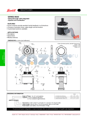 60AD18-4-040S datasheet - Optical Encoder with integrated Joystick and Pushbutton