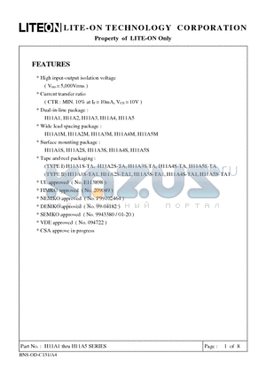 H11A2 datasheet - Property of Lite-On Only