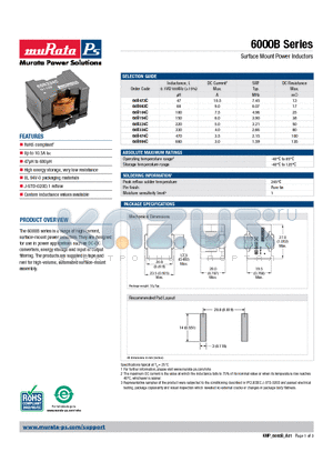 60B154C datasheet - Surface Mount Power Inductors
