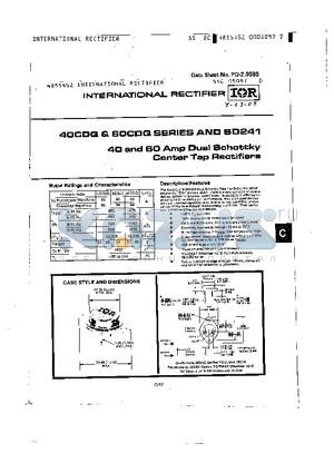 60CDQ datasheet - 40 AND 60 AMP DUAL SCHOTTKY CENTER TAP RECTIFIERS