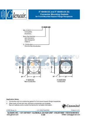 IT40450-32 datasheet - Connector Mounting Gaskets for Front-Mounted Square Flange Receptacle