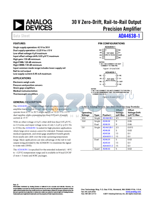 AD8538 datasheet - 30 V Zero-Drift, Rail-to-Rail Output Precision Amplifier