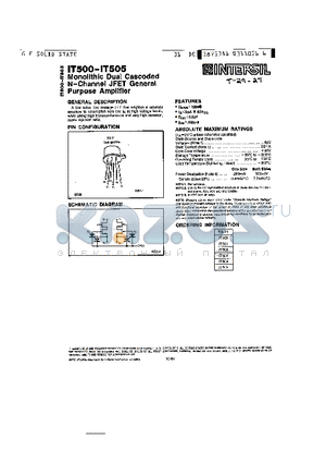 IT503 datasheet - Monolithic Dual Cascoded N-Channel JEET General Purpose Amplifier