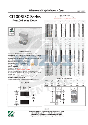 CT1008LSC-1R0K datasheet - Wire-wound Chip Inductors - Open