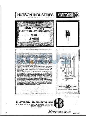 IT515 datasheet - ISOTAB TRIACS ELECTRICALLY ISOLATED