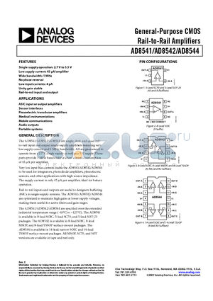 AD8541AR datasheet - General-Purpose CMOS Rail-to-Rail Amplifiers