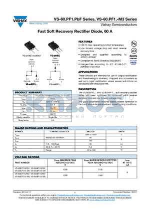 60EPF10PBF datasheet - Fast Soft Recovery Rectifier Diode, 60 A