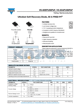 60EPU06PBF_11 datasheet - Ultrafast Soft Recovery Diode, 60 A FRED Pt