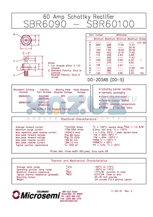 60HQ100 datasheet - 60 AMP SCHOTTKY RECTIFIER