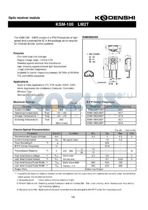 KSM-1001LM2T datasheet - Optic receiver module