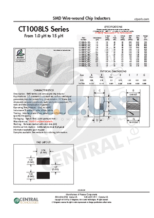 CT1008LSF-102K datasheet - SMD Wire-wound Chip Inductors