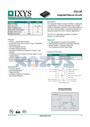 ITC117PTR datasheet - Integrated Telecom Circuits