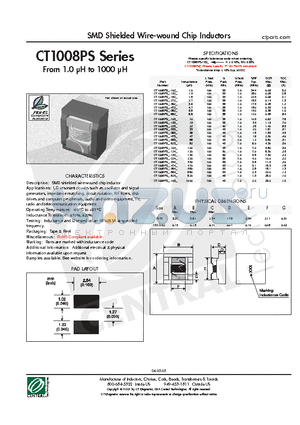 CT1008PS-105M datasheet - SMD Shielded Wire-wound Chip Inductors