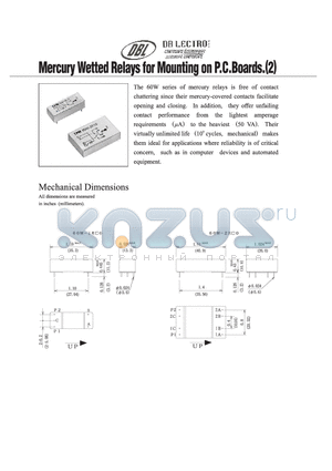 60W-1E10 datasheet - MERCURY WETTED RELAYS FOR MOUNTING ON P.C. BOARDS.