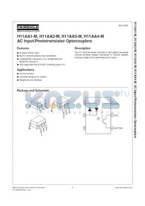 H11AA1M datasheet - AC Input/Phototransistor Optocouplers