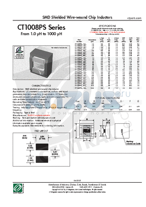 CT1008PSF-182M datasheet - SMD Shielded Wire-wound Chip Inductors