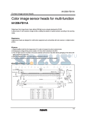 IA1208-FB11A datasheet - Color image sensor heads for multi-function