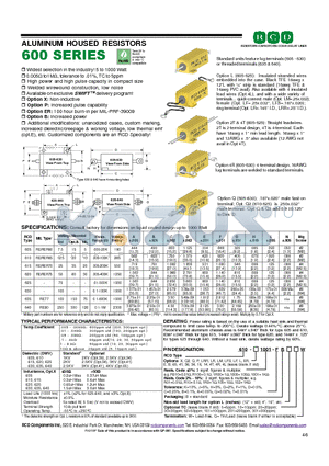 610-41102 datasheet - ALUMINUM HOUSED RESISTORS