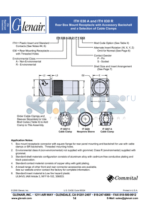 ITH030A24PW datasheet - Rear Box Mount Receptacle with Accessory Backshell