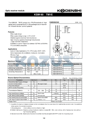 KSM-905TM1E datasheet - Optic receiver module