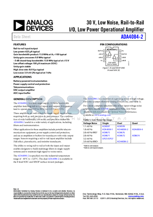 AD8599 datasheet - 30 V, Low Noise, Rail-to-Rail
