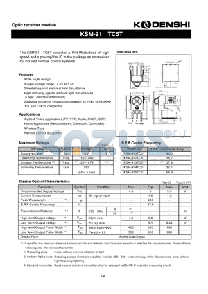 KSM-911TC5T datasheet - Optic receiver module