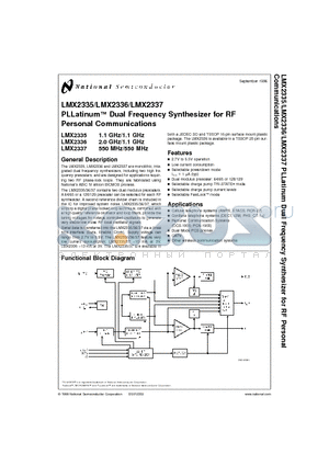 LMX2336TM datasheet - PLLatinum Dual Frequency Synthesizer for RF Personal Communications